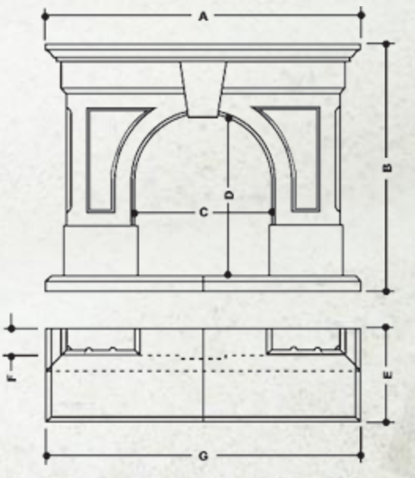 Clearwell stone fireplace dimensions