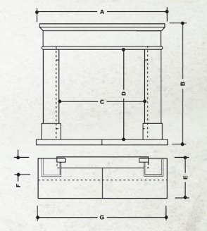 Colchester stone fireplace dimensions