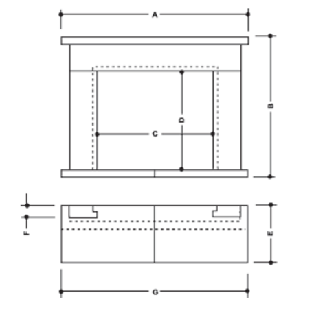Hereford stone fireplace dimensions
