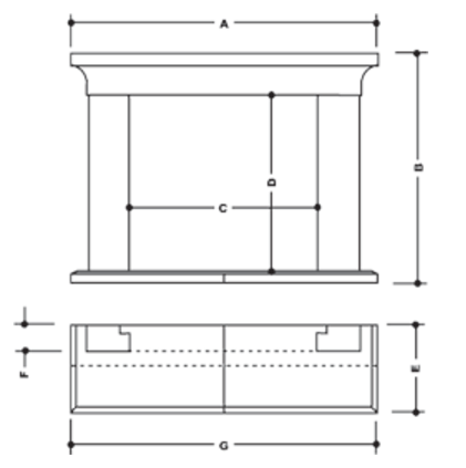 Iona stone fireplace dimensions