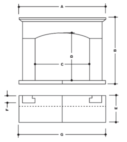 Ludlow stone fireplace dimensions
