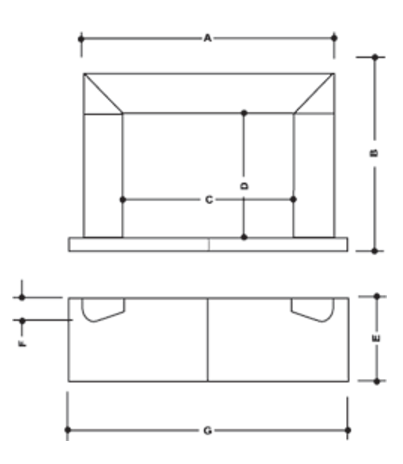 Montgomery IV stone fireplace dimensions