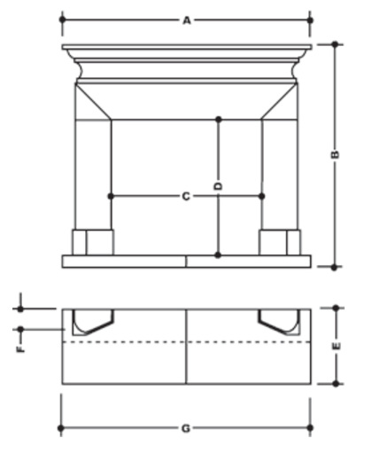 Montgomery I stone fireplace dimensions
