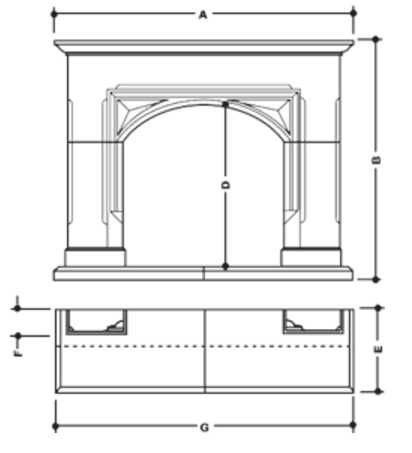 Winchester stone fireplace dimensions