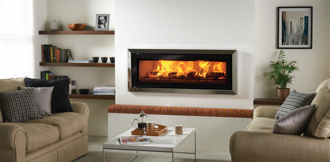 Stovax Studio 3 Bauhaus inset woodburning fire in Polished Stainless Steel